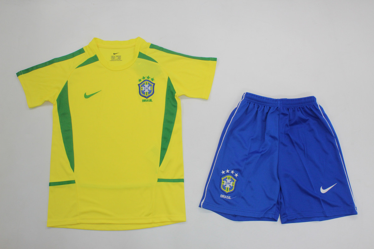 Kids-Brazil 2002 World Cup Home Soccer Jersey